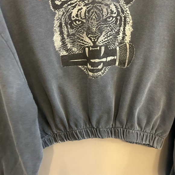 Gilded Intent by Buckle Sweatshirt Women's L Gray Tiger Cropped oversized arms - Picture 6 of 15